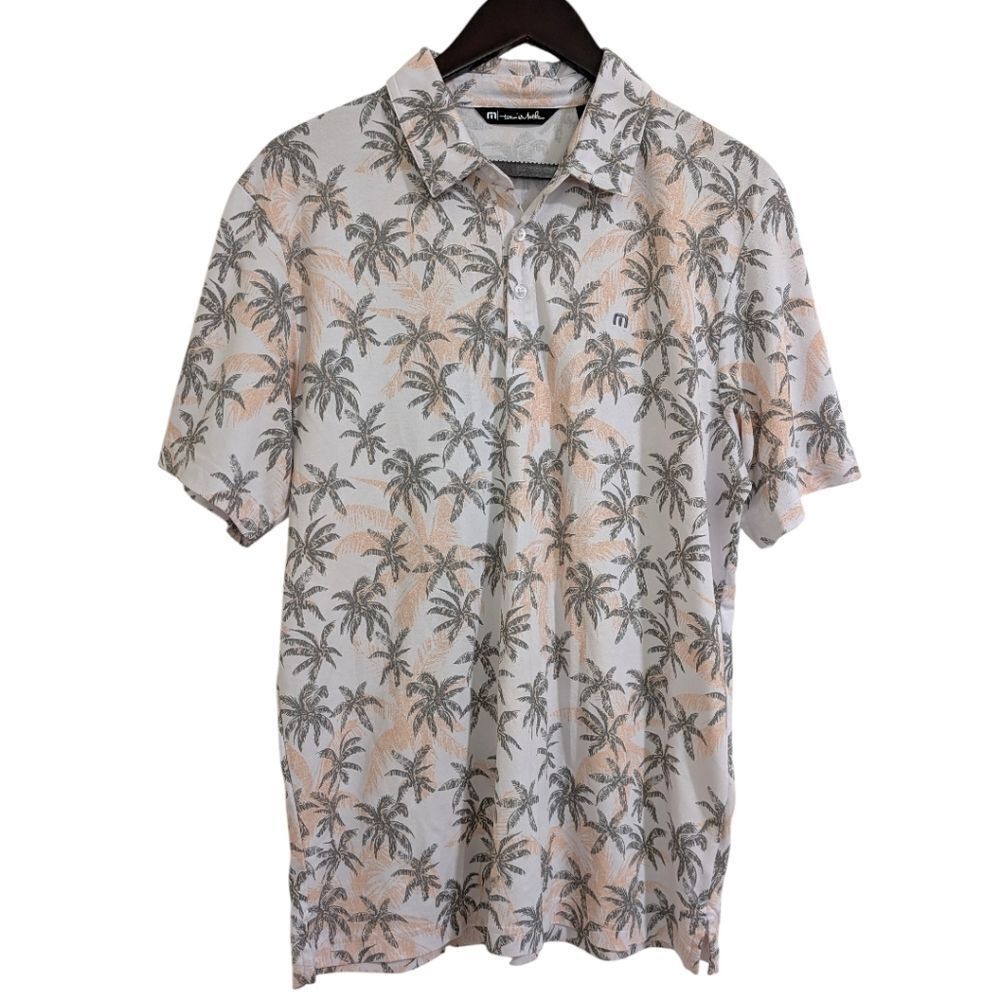 TravisMathew Men’s Large Palm Tree Polo White Orange CordeValle Golf Club
